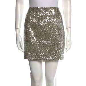 Sézane Glamorous Gold Sequin Mini Skirt XL